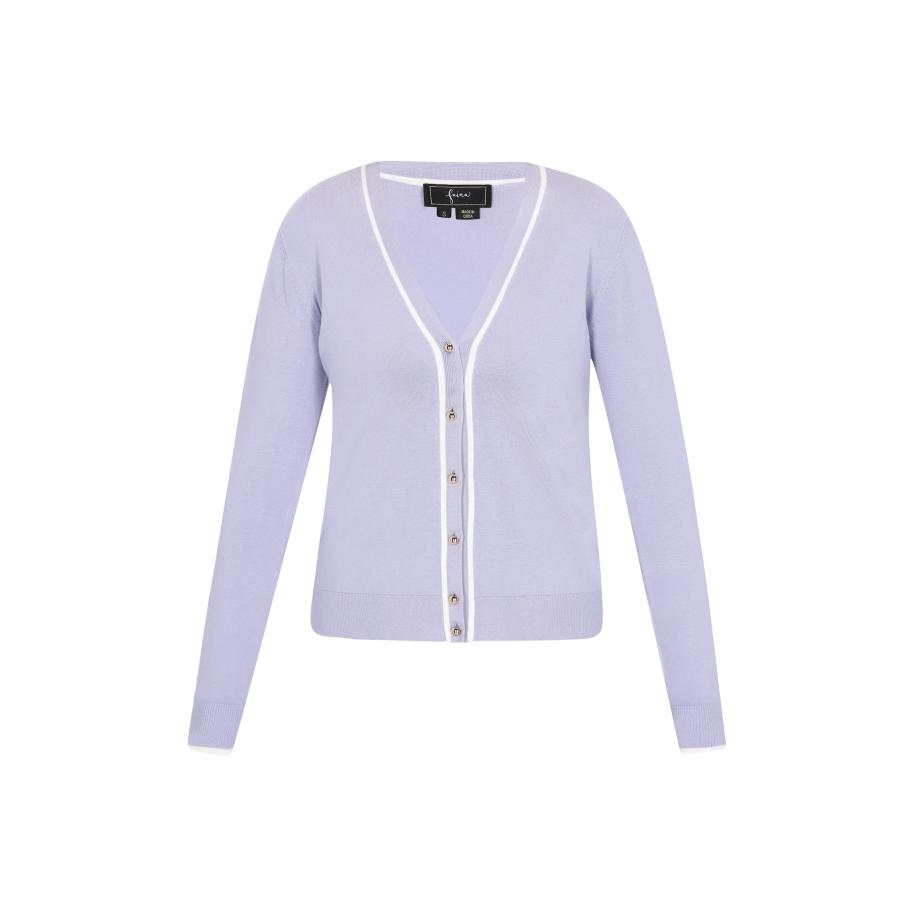 Faina faina Gebreid vest Fashion Look lichtlila / wit -