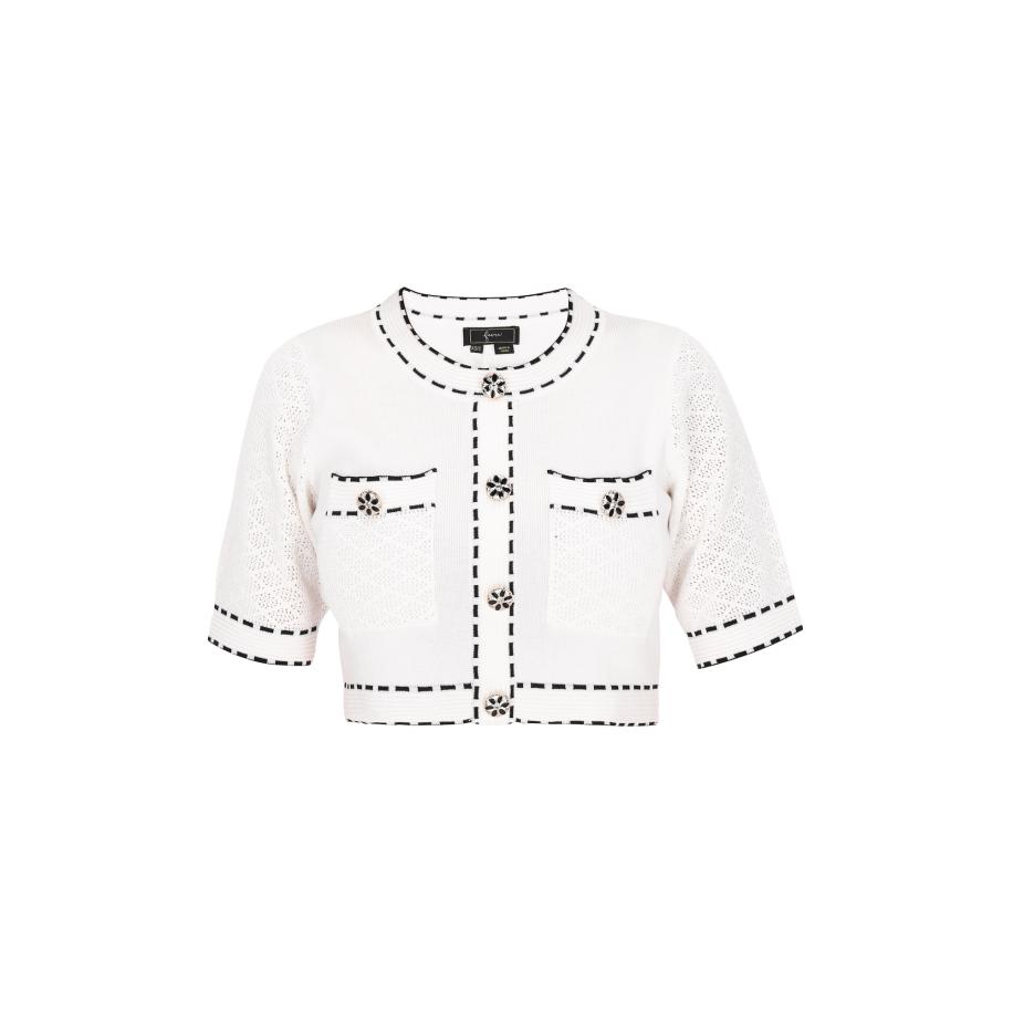 Faina faina Gebreid vest Fashion Look zwart / offwhite -