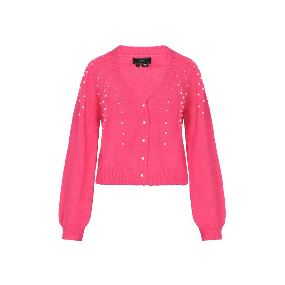 Faina faina Gebreid vest pink / parelwit -