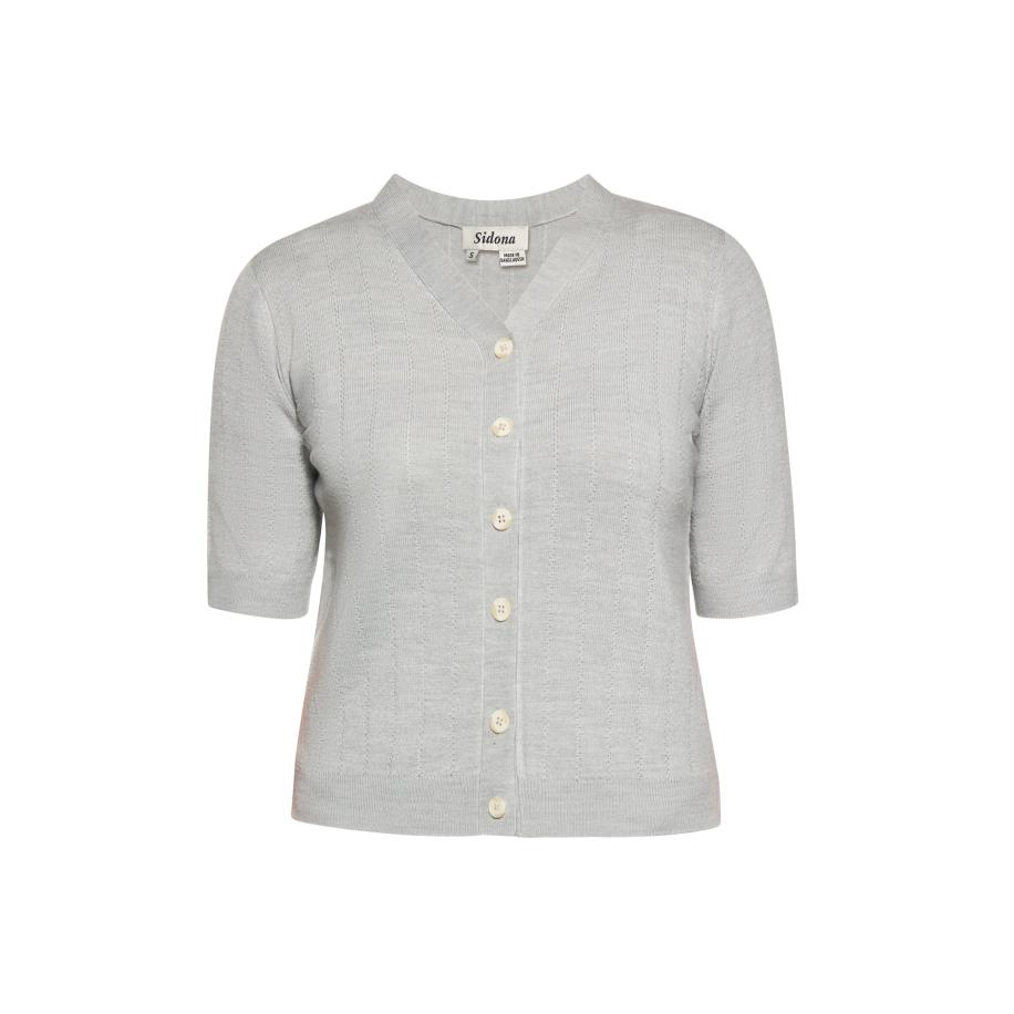 Sidona Sidona Gebreid vest lichtgrijs -