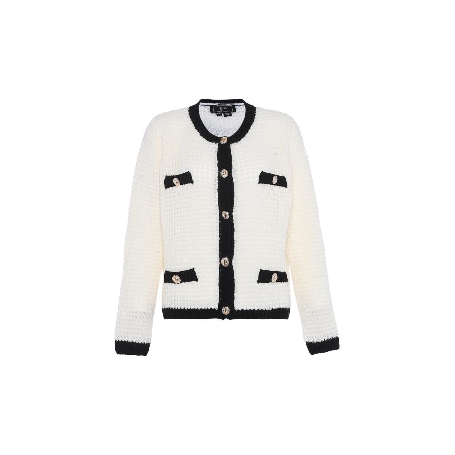 Faina faina Gebreid vest zwart / wolwit -