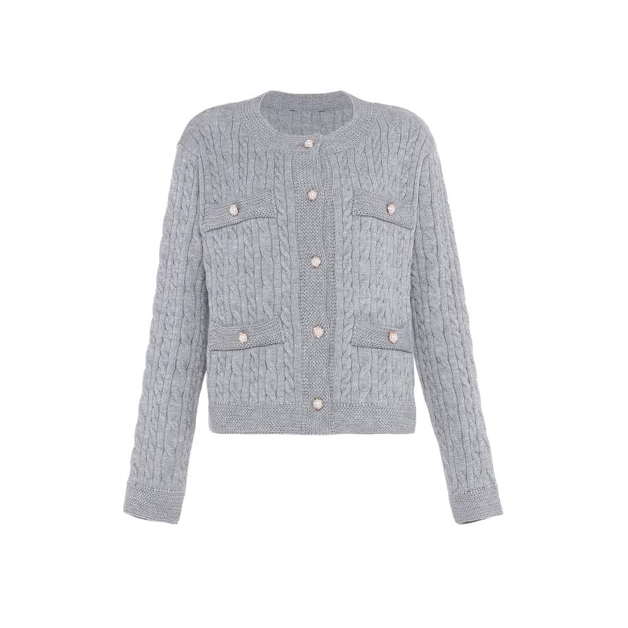 Faina faina Gebreid vest goud / lichtgrijs -