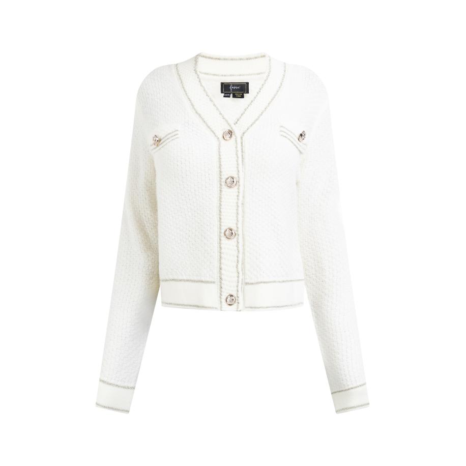 Faina faina Gebreid vest goud / wolwit -