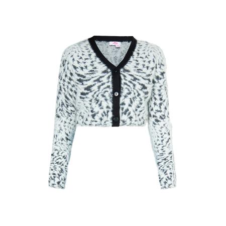 MYMO MYMO Gebreid vest pastelblauw / zwart