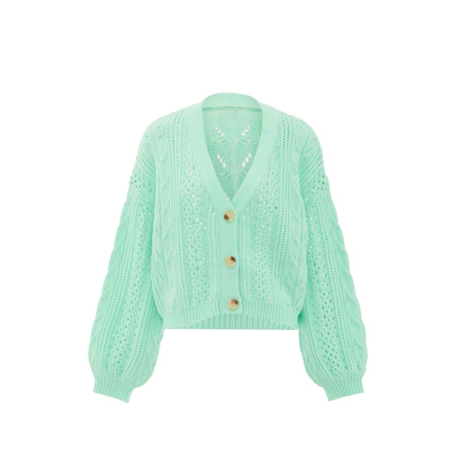 aleva aleva Gebreid vest mintgroen -