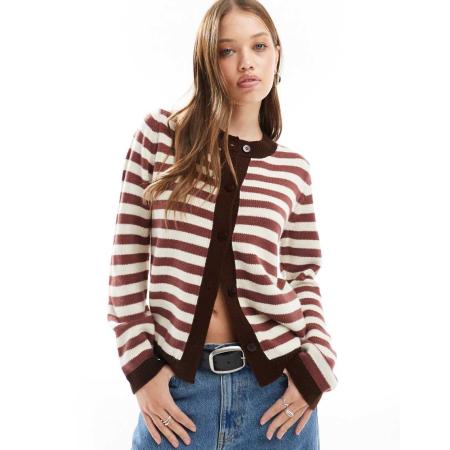 ASOS DESIGN Gebreid vest met vervaagde retro strepen in rood-Groen