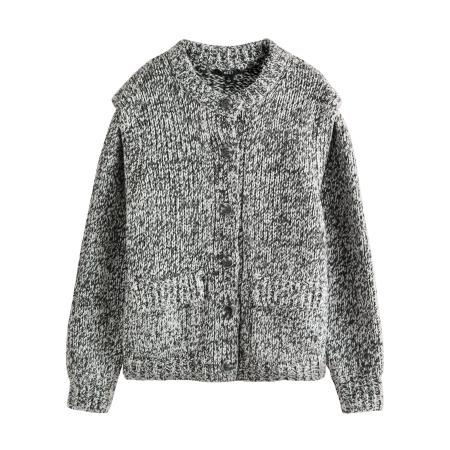 Next Next Gebreid vest zwart gemêleerd / wit