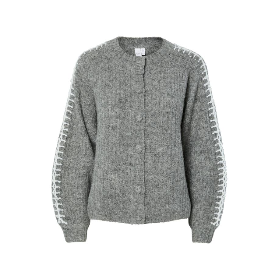 YAS YAS Gebreid vest YASOLLY grijs gemêleerd / wit -