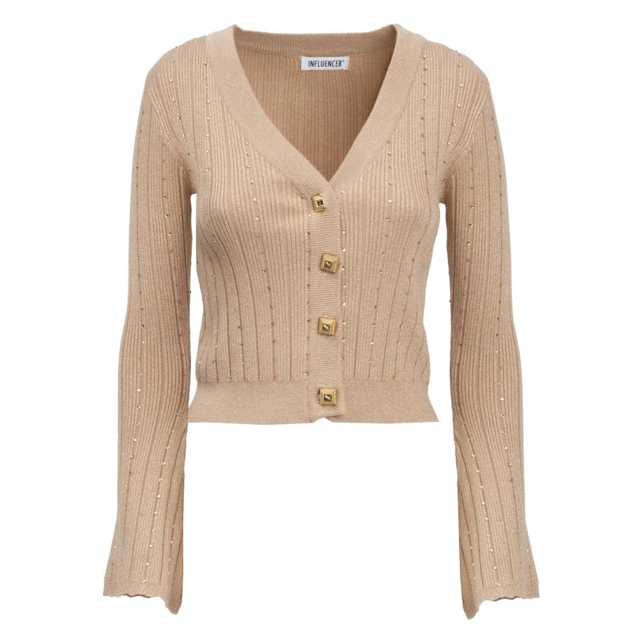 Influencer Influencer Gebreid vest beige -