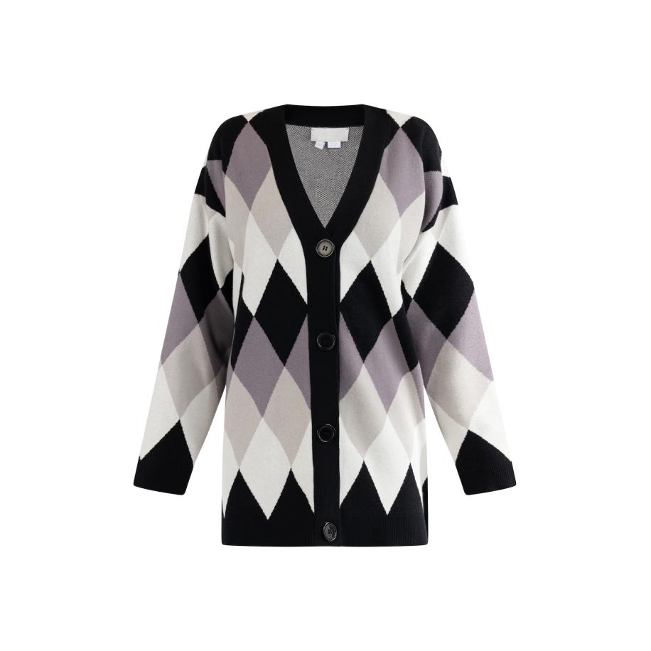 RISA RISA Gebreid vest greige / lichtgrijs / zwart / wit -