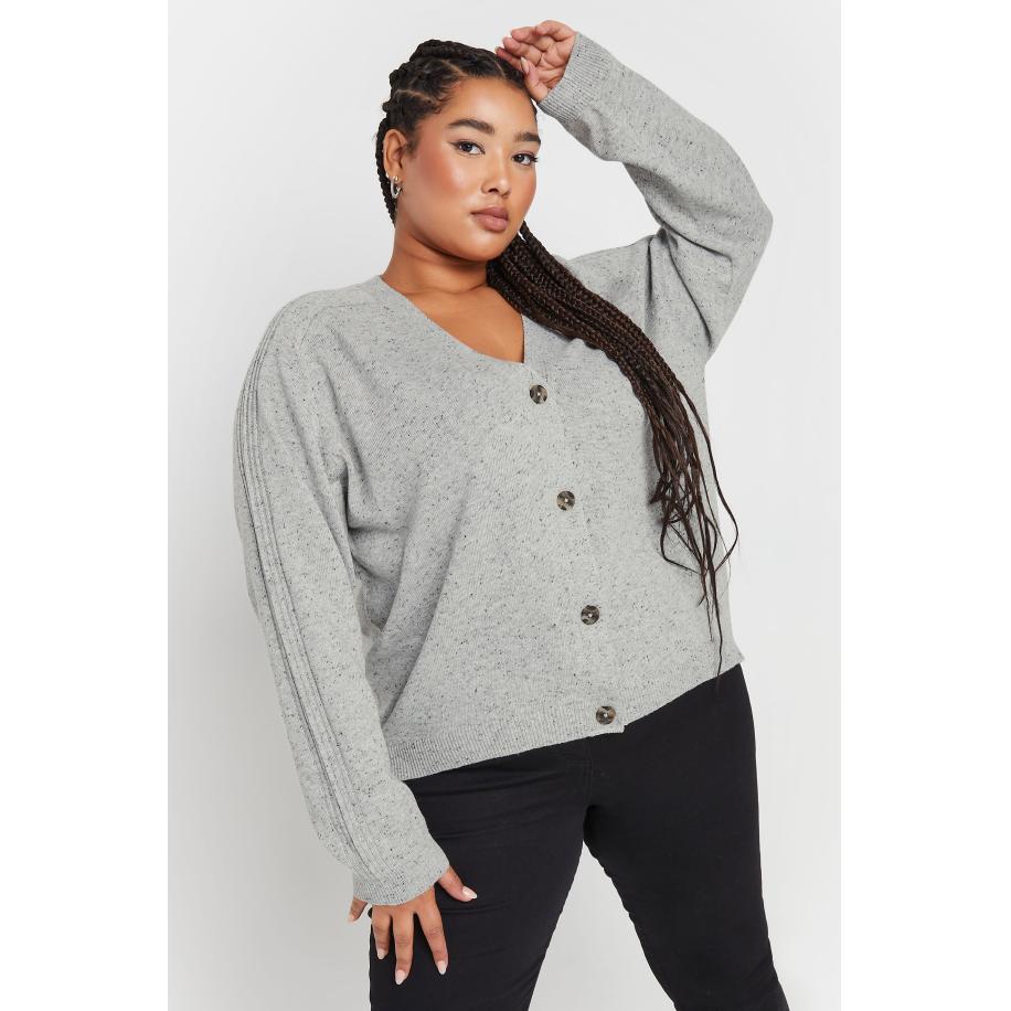 Yours Vest Met Knopen En Spikkelprint In Lichtgrijs Size 62-64 Grijs