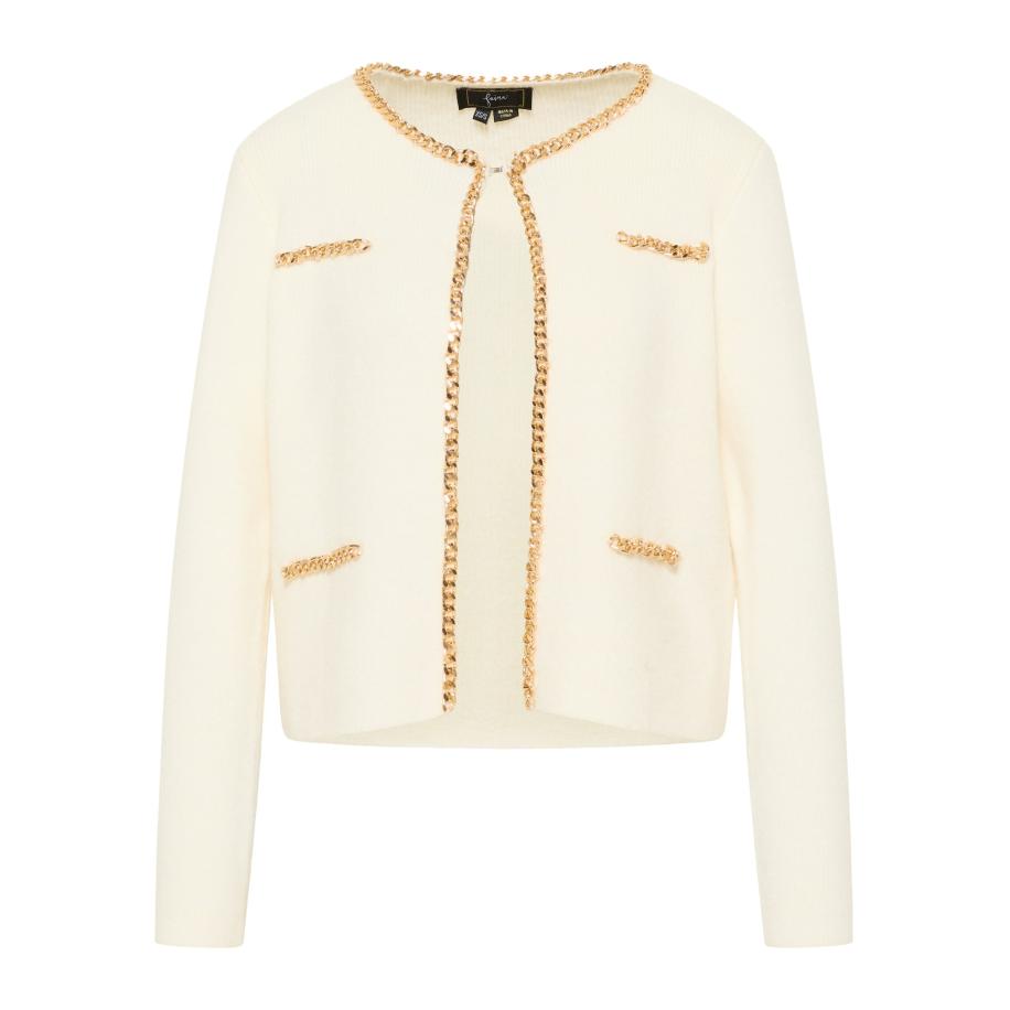 Faina faina Gebreid vest crème / goud -