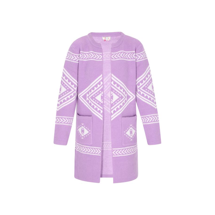 IZIA IZIA Gebreid vest lavendel / wit -