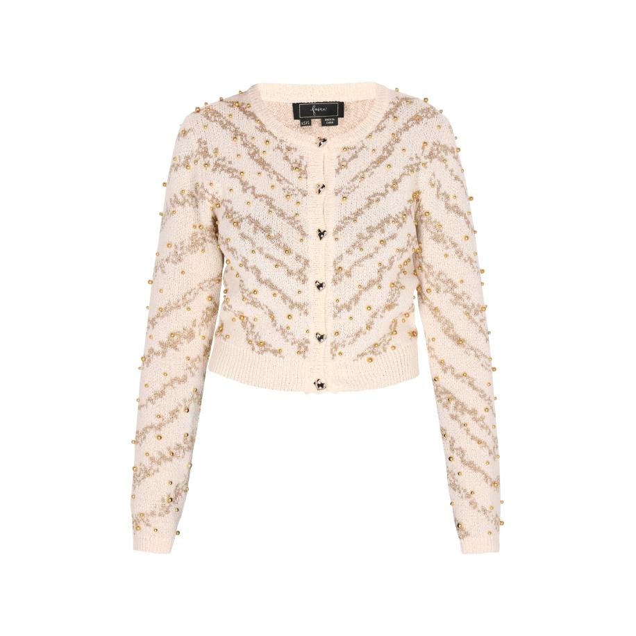 Faina faina Gebreid vest crème / goud -