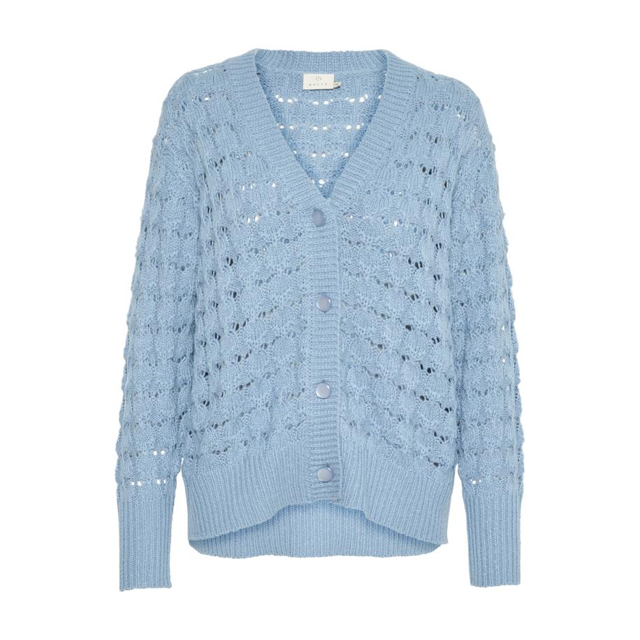 Kaffe Kaffe Gebreid vest Elena lichtblauw -