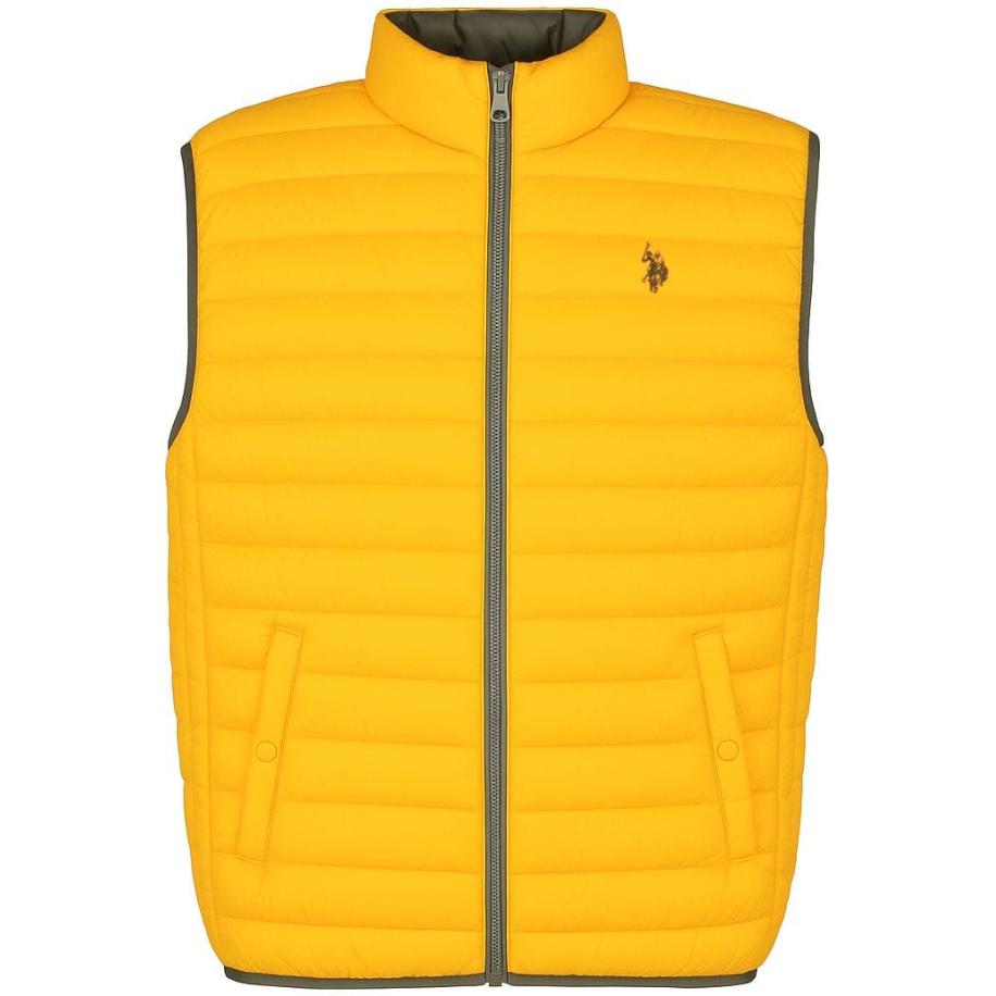 U.S. Polo Assn. Gewatteerd vest donkergeel, Effen Geel