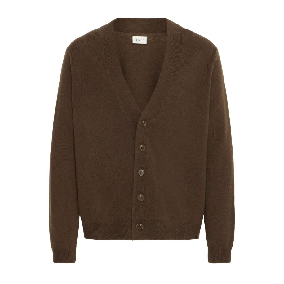 Solid !Solid Gebreid vest DRICK bruin -