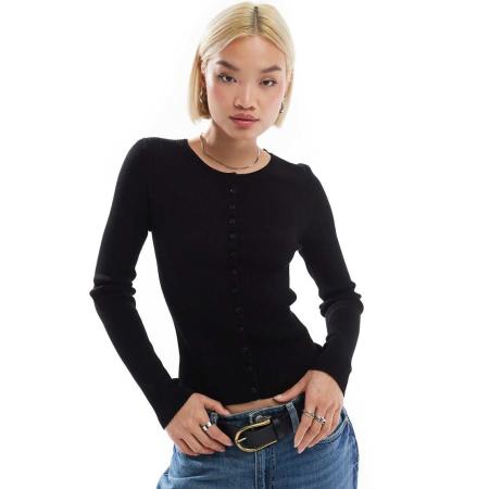 Stradivarius Aansluitend geribbeld vest in zwart