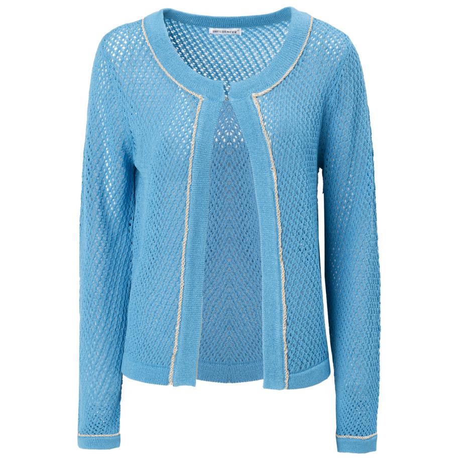 Influencer Influencer Gebreid vest Hole blauw / wit -