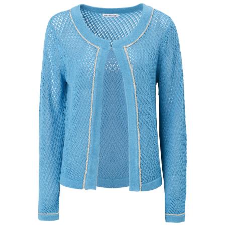 Influencer Influencer Gebreid vest Hole blauw / wit