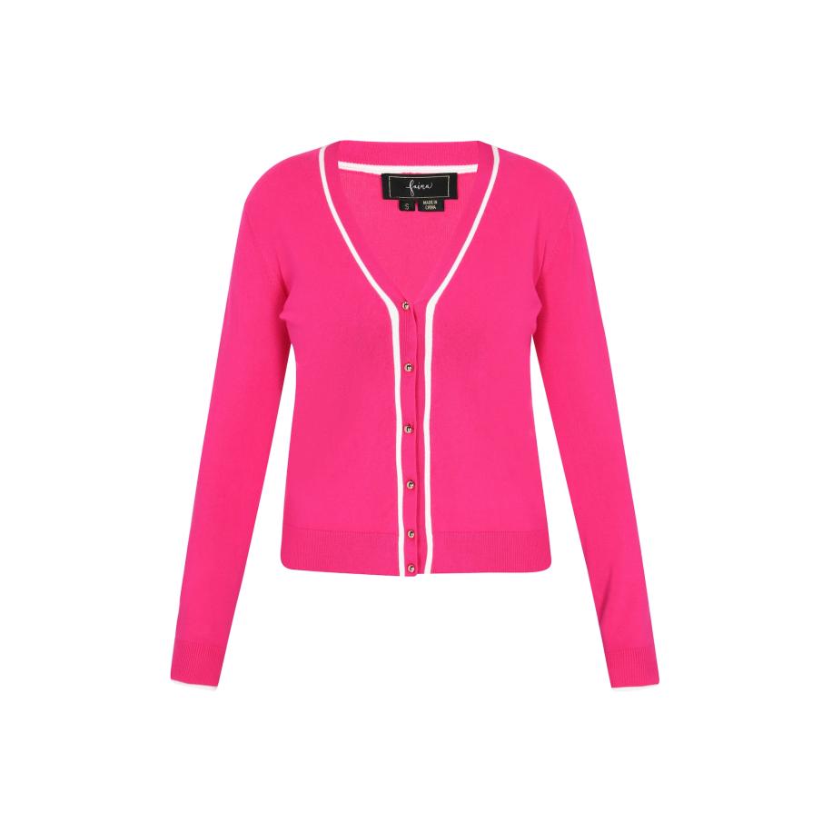 Faina faina Gebreid vest fuchsia / wit -