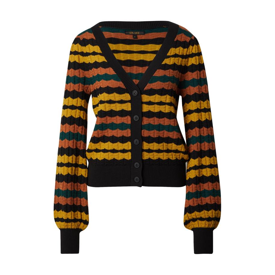 King Louie King Louie Gebreid vest donkergeel / smaragd / zwart -