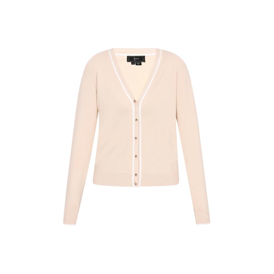 Faina faina Gebreid vest beige / wit -