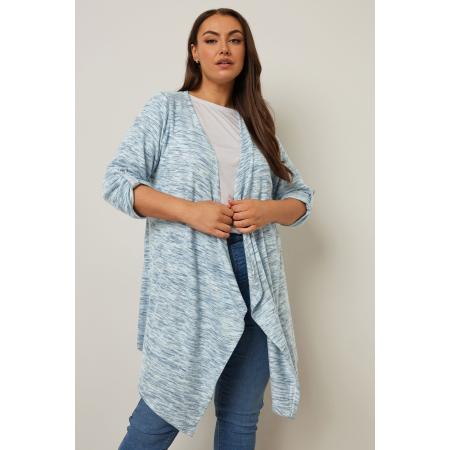 Yours Zacht Vest In Watervalstijl In Gemêleerd Lichtblauw Size 48