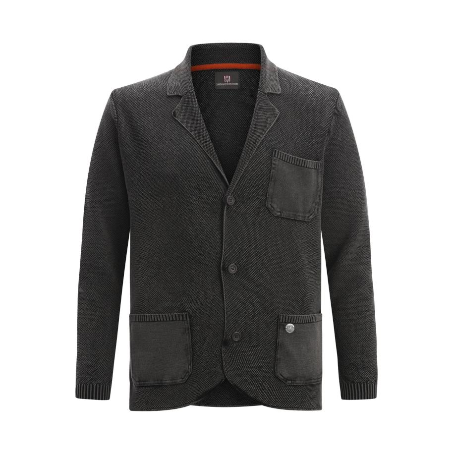 Jan Vanderstorm Vest zwart, Effen -