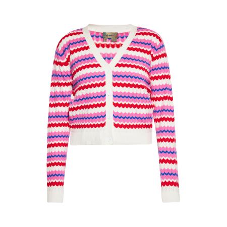 ebeeza ebeeza Gebreid vest blauw / lichtroze / karmijnrood / wolwit