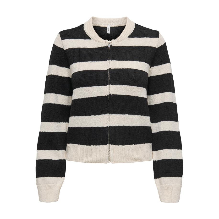 Only ONLY Gebreid vest ONLThora taupe / zwart -