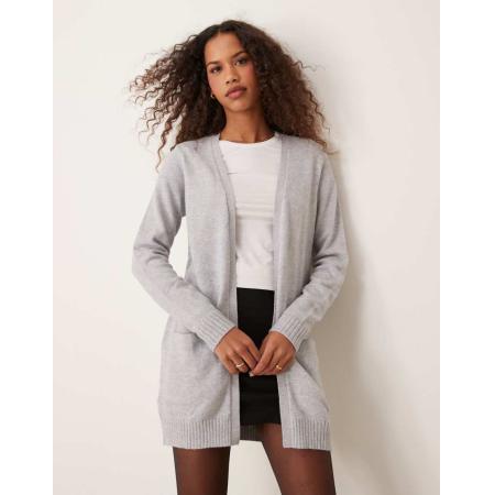 VILA Gebreid vest met open patroon in grijs