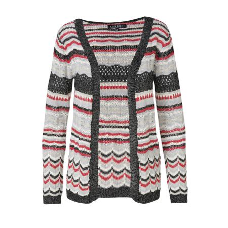 KOROSHI KOROSHI Gebreid vest lichtblauw / lichtgrijs / cranberry / zwart