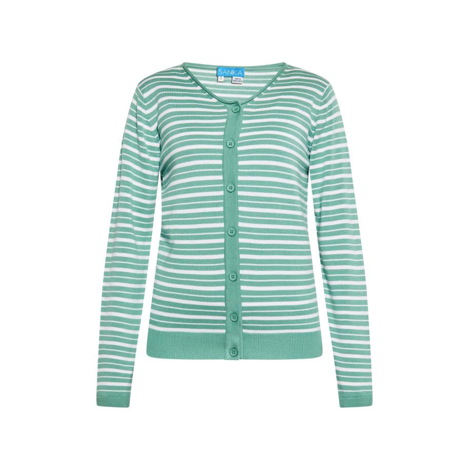 SANIKA SANIKA Gebreid vest lichtgroen / wit -