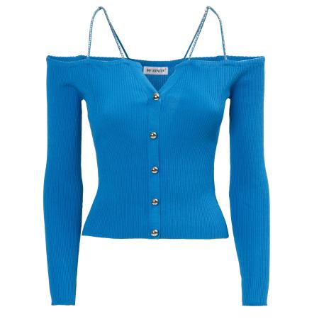 Influencer Influencer Gebreid vest blauw / goud