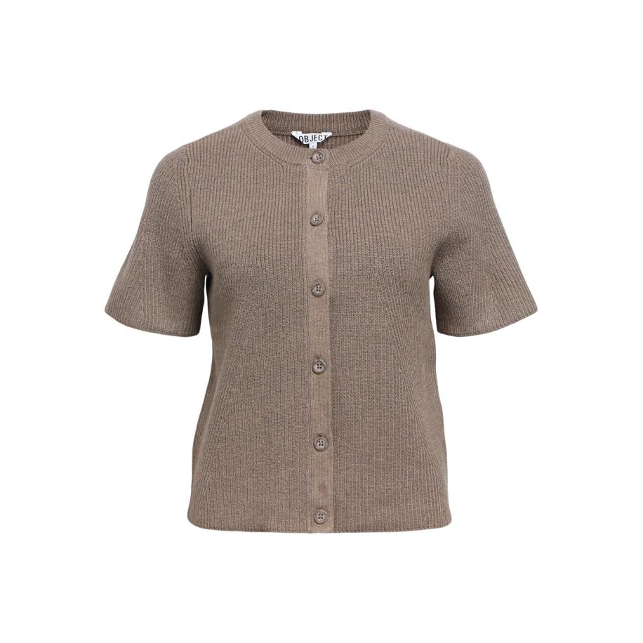 Object OBJECT Gebreid vest VIOLA taupe -