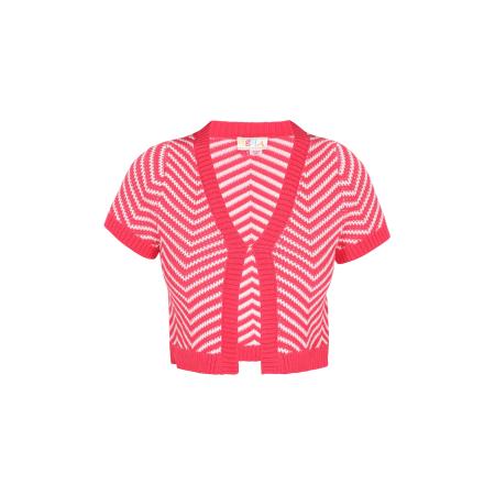 IZIA IZIA Gebreid vest fuchsia / wit
