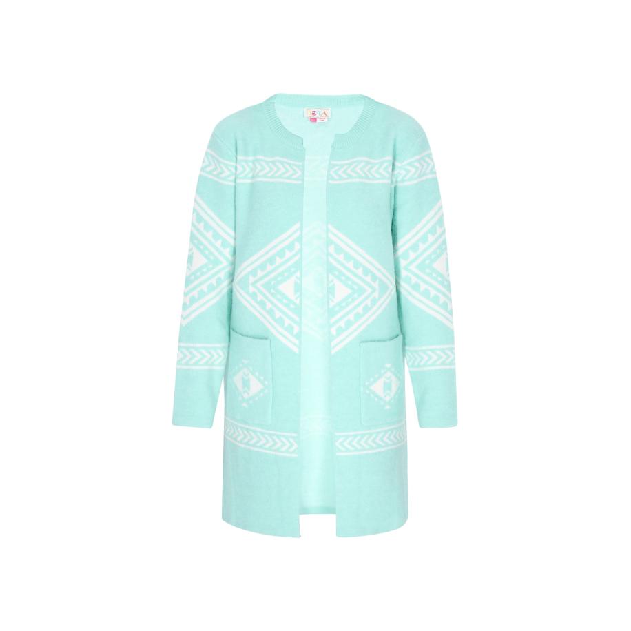 IZIA IZIA Gebreid vest aqua / wit -