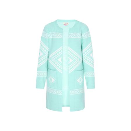 IZIA IZIA Gebreid vest aqua / wit