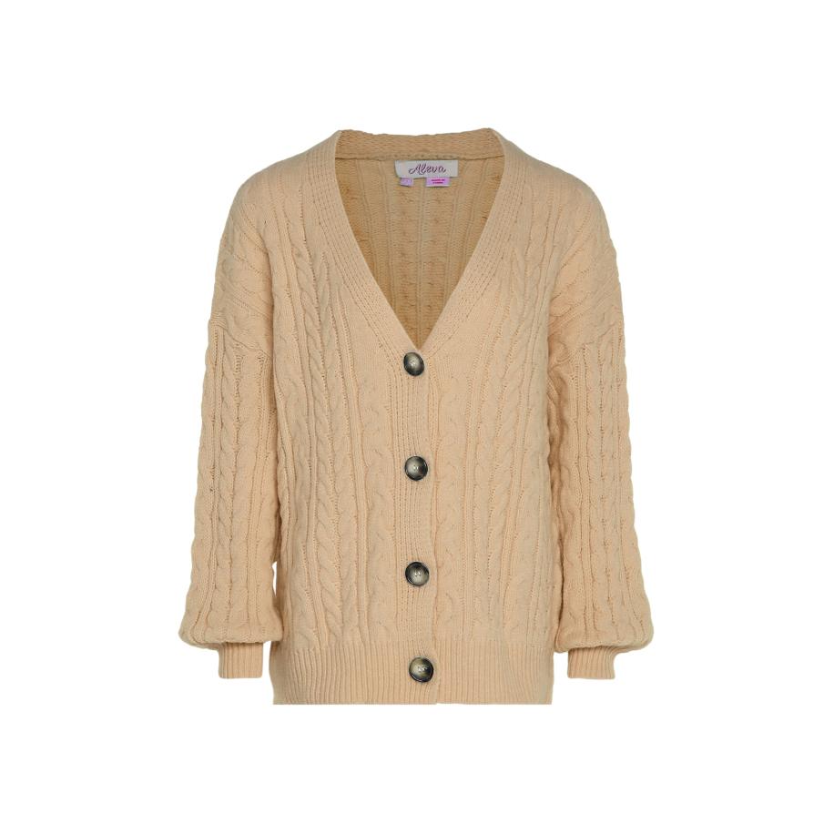 aleva aleva Gebreid vest donkerbeige -