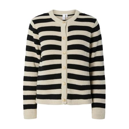 YAS YAS Gebreid vest YASSIRONI crème / zwart