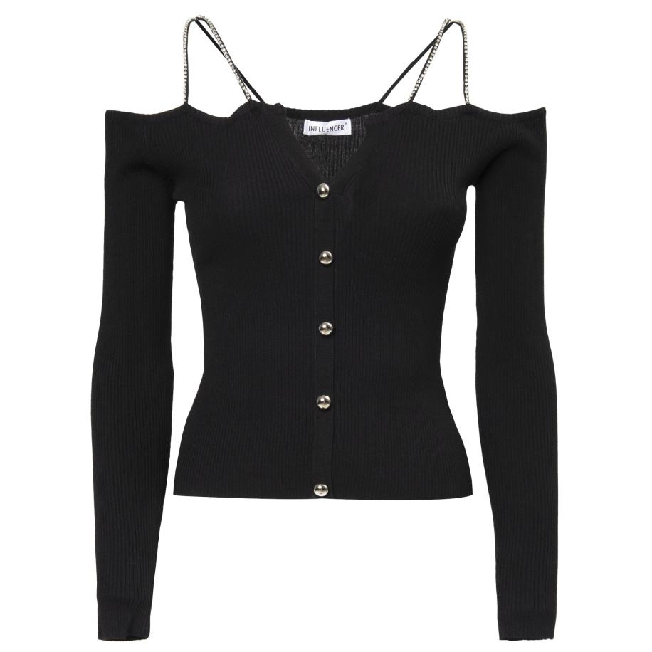 Influencer Influencer Gebreid vest zwart -