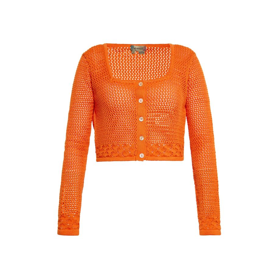 ebeeza ebeeza Gebreid vest lichtbeige / oranje -