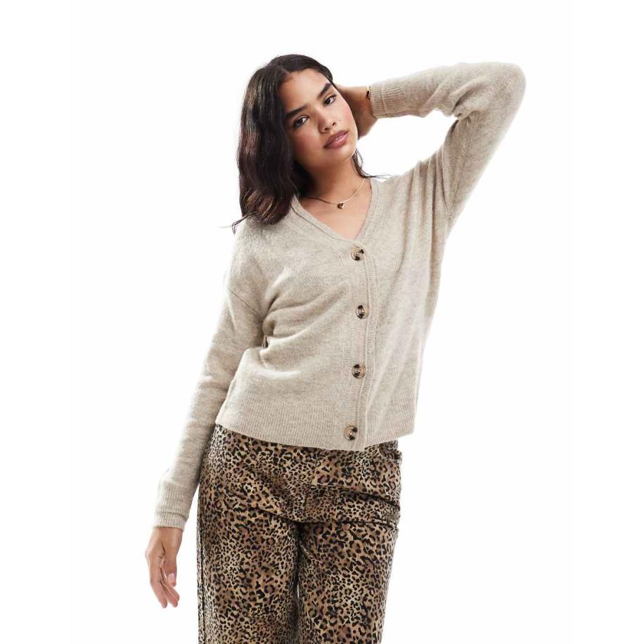 Vila Vest met knopen in naturel melange-Neutraal Multicolor