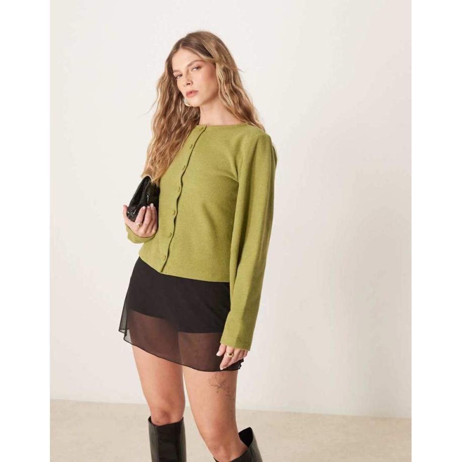 ASOS DESIGN Superzacht vest met cocoon mouwen in olijfgroen-Bruin Bruin