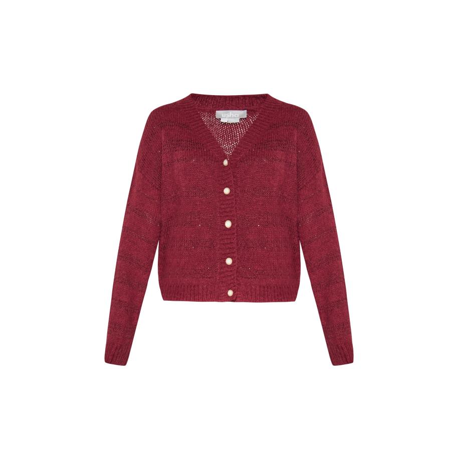 Usha Usha Gebreid vest bourgogne -