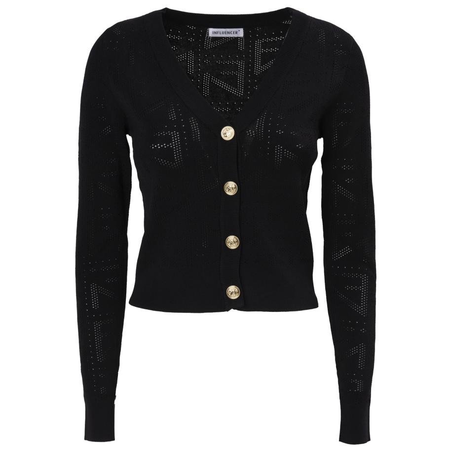 Influencer Influencer Gebreid vest zwart -