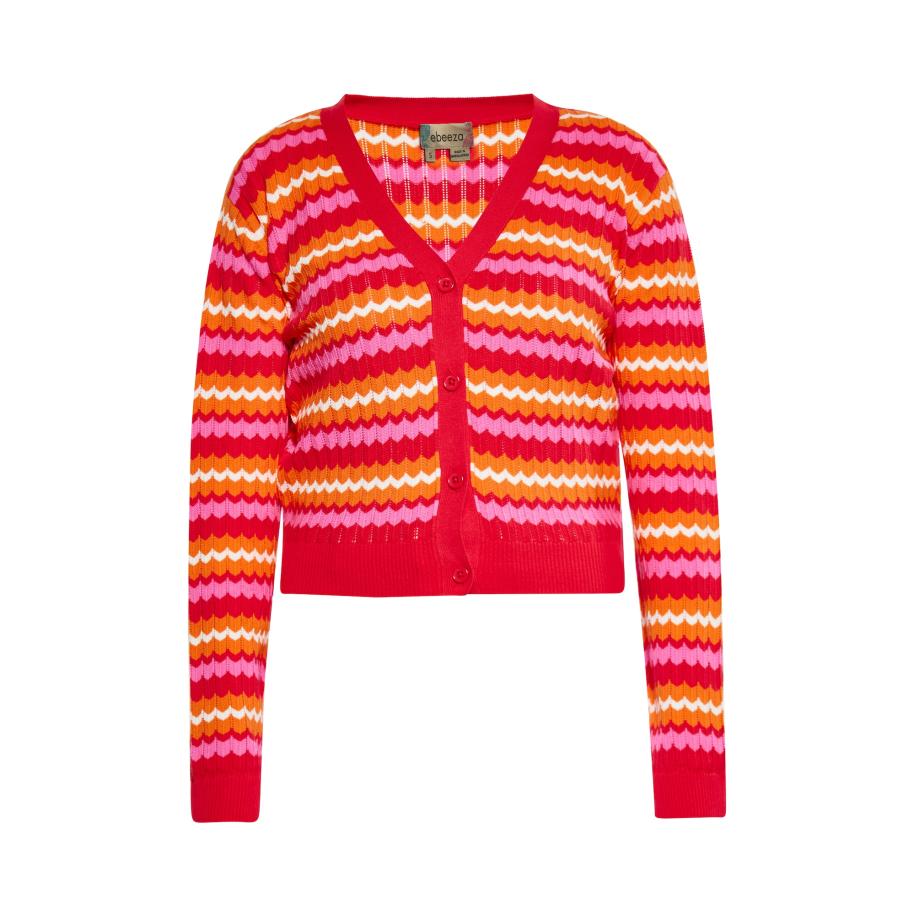 ebeeza ebeeza Gebreid vest crème / oranje / pink / rood -