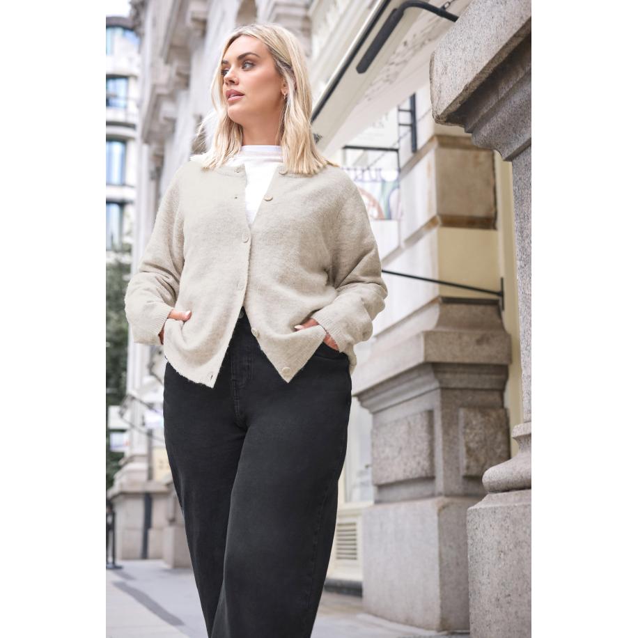 Yours Zacht Gebreid Vest Met Knopen In Lichtbruin Size 62-64 Bruin