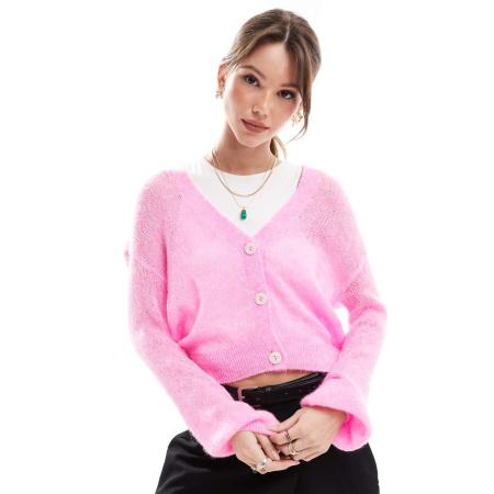 ONLY Gebreid lichtgewicht vest in roze